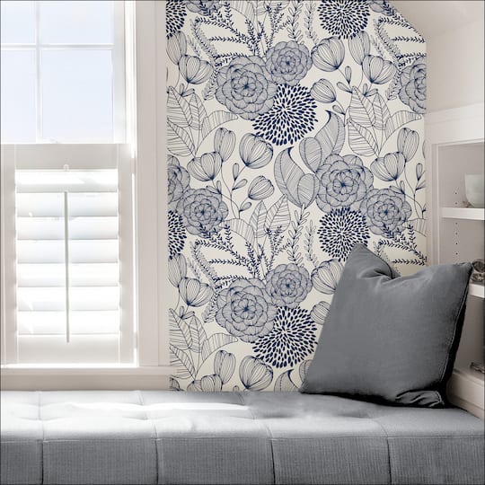NuWallpaper Navy Secret Garden Peel & Stick Wallpaper